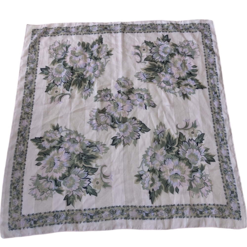 Vintage Scarf Silken by Berkshire made in Italy pink green floral Feminine